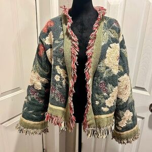 Handmade Floral Tapestry Blanket Cropped Jacket